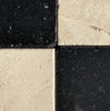 Checkerboard Nero Marquina Marble and Ivory (Light) Travertine 12X12 Tumbled Set