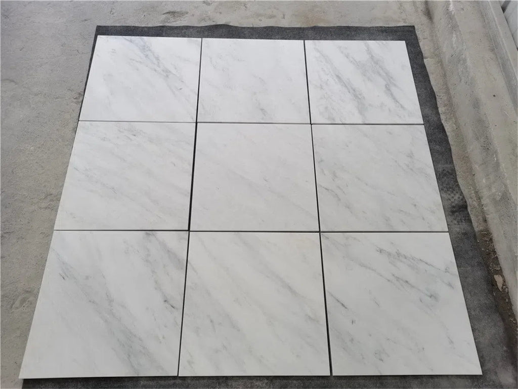 Checkerboard Oriental White (Asian Statuary) Marble and Nero Marquina Marble 12X12 Set