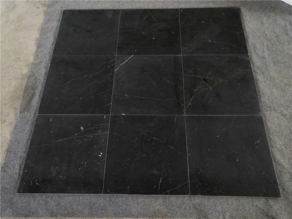 Checkerboard Oriental White (Asian Statuary) Marble and Nero Marquina Marble 12X12 Set