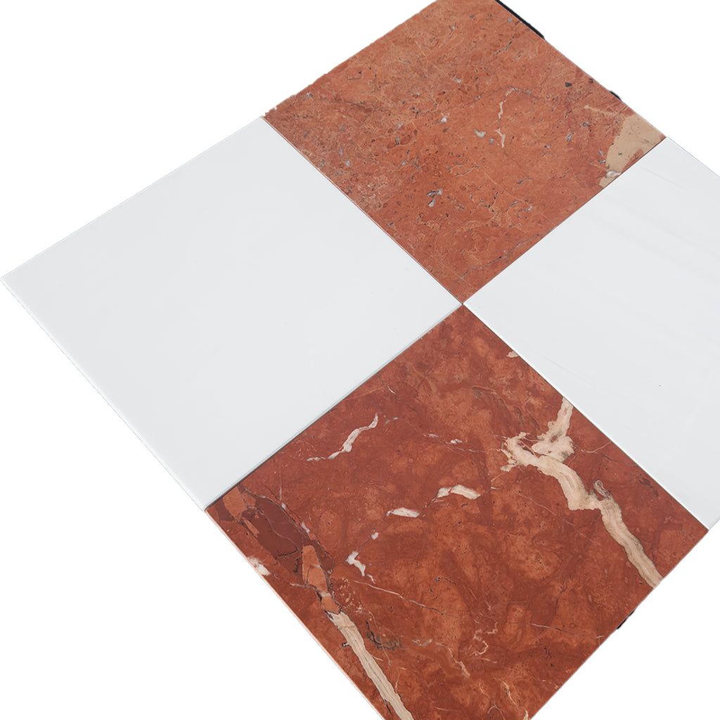 Checkerboard Rojo Alicante and Bianco Dolomite 12X12 Set