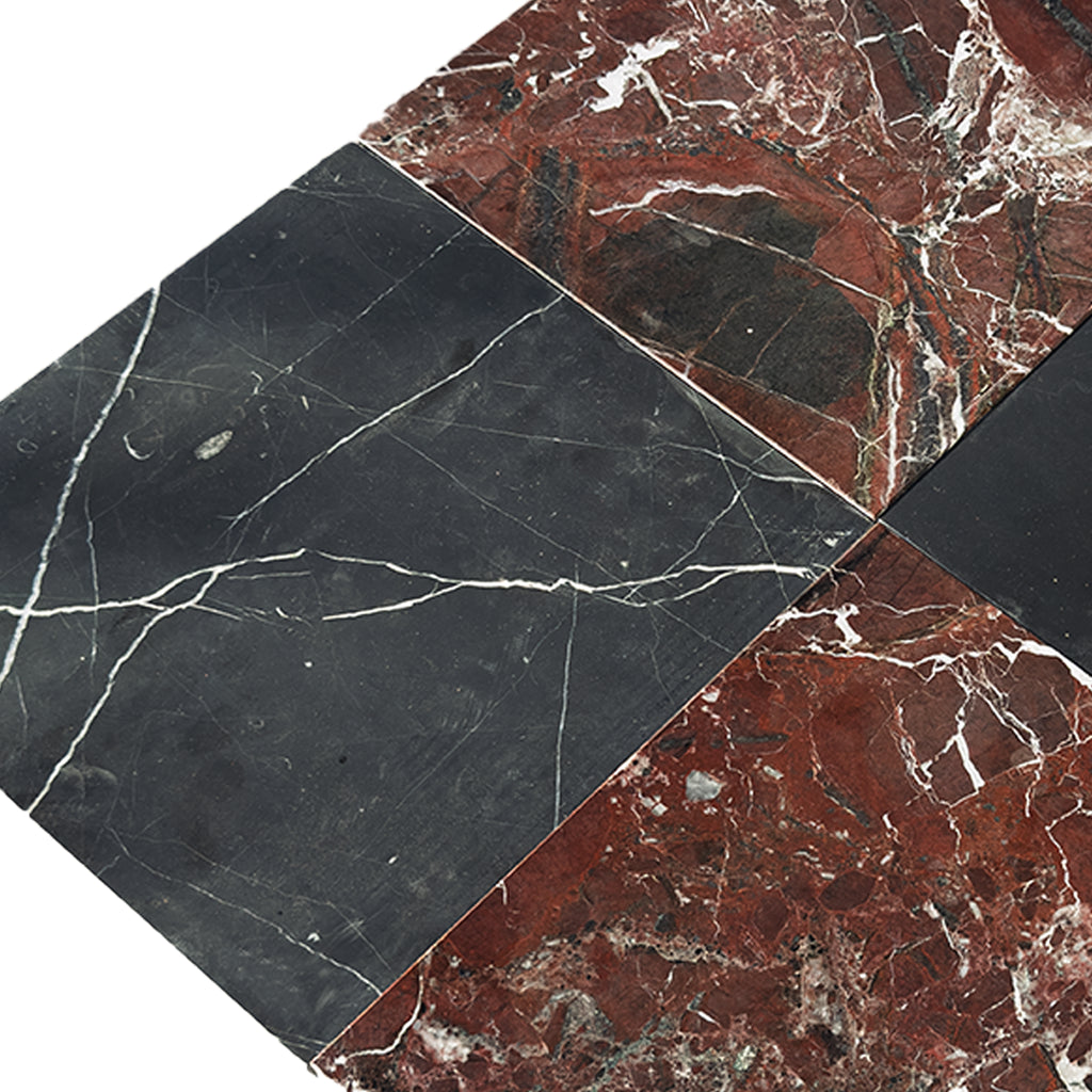 Checkerboard Rosso Levanto and Nero Marquina 12X12 Set