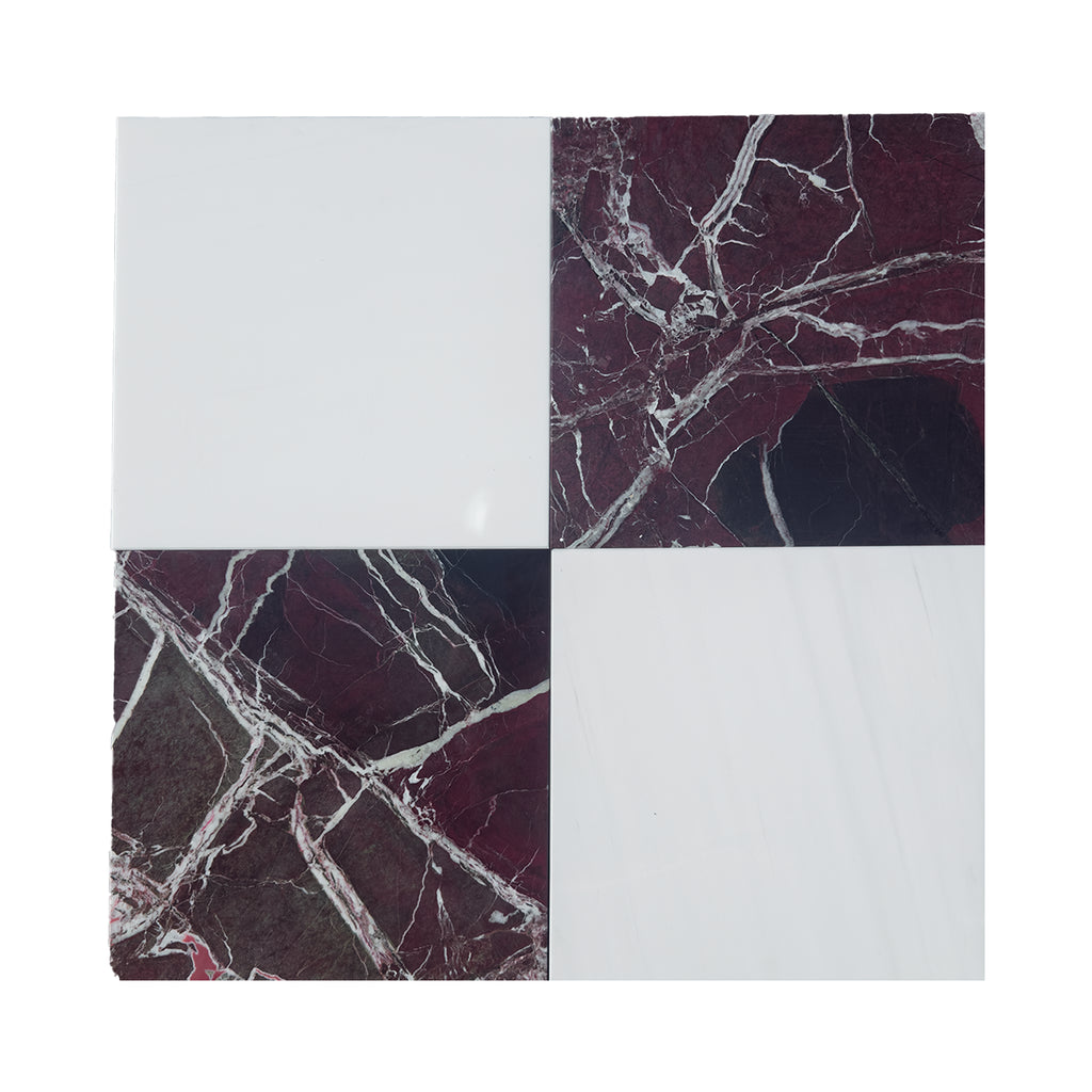 Checkerboard Rosso Levanto and Nero Marquina 12X12 Set