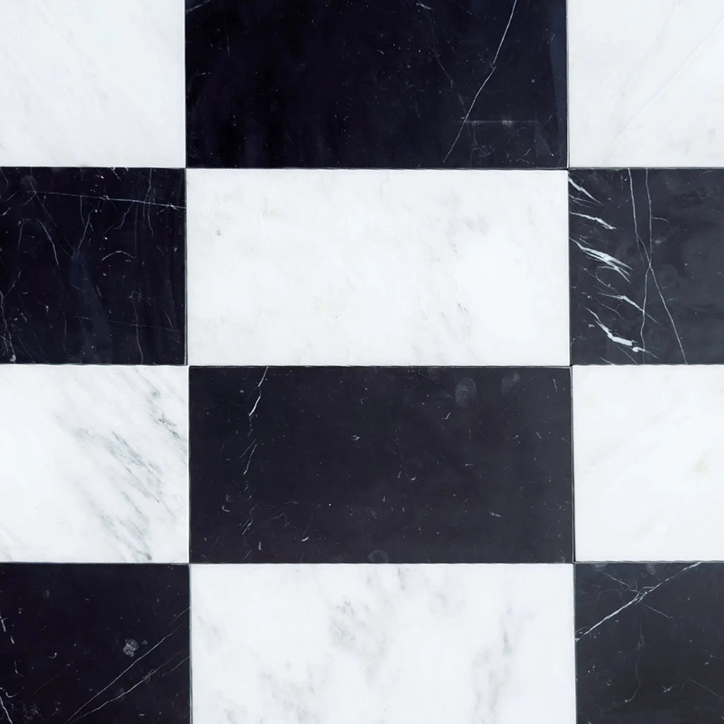 Oriental White (Asian Statuary) 6X12 and Nero Marquina 6X12 Set