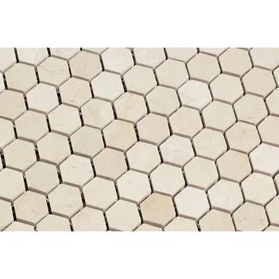 Crema Marfil Marble 1X1 Hexagon Mosaic Polished - Honed - SurfacesGalorePolished