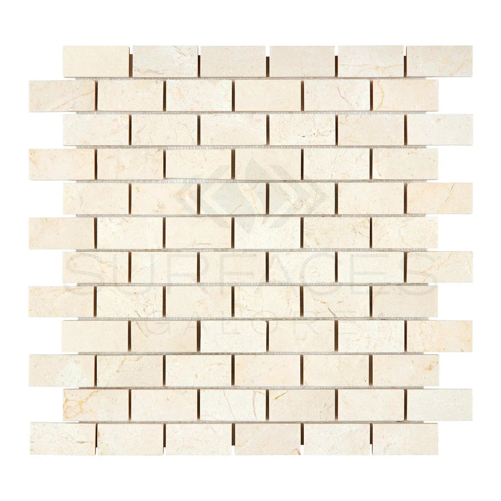 Crema Marfil Marble 1X2 Brick Mosaic Polished - Honed - SurfacesGalorePolished