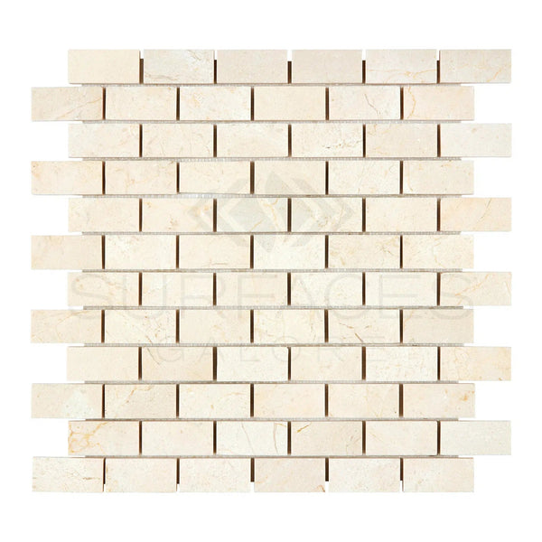 Crema Marfil Marble 1X2 Brick Mosaic Polished - Honed - SurfacesGalorePolished