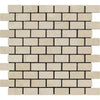 Crema Marfil Marble 1X2 Brick Mosaic Tumbled - SurfacesGalore