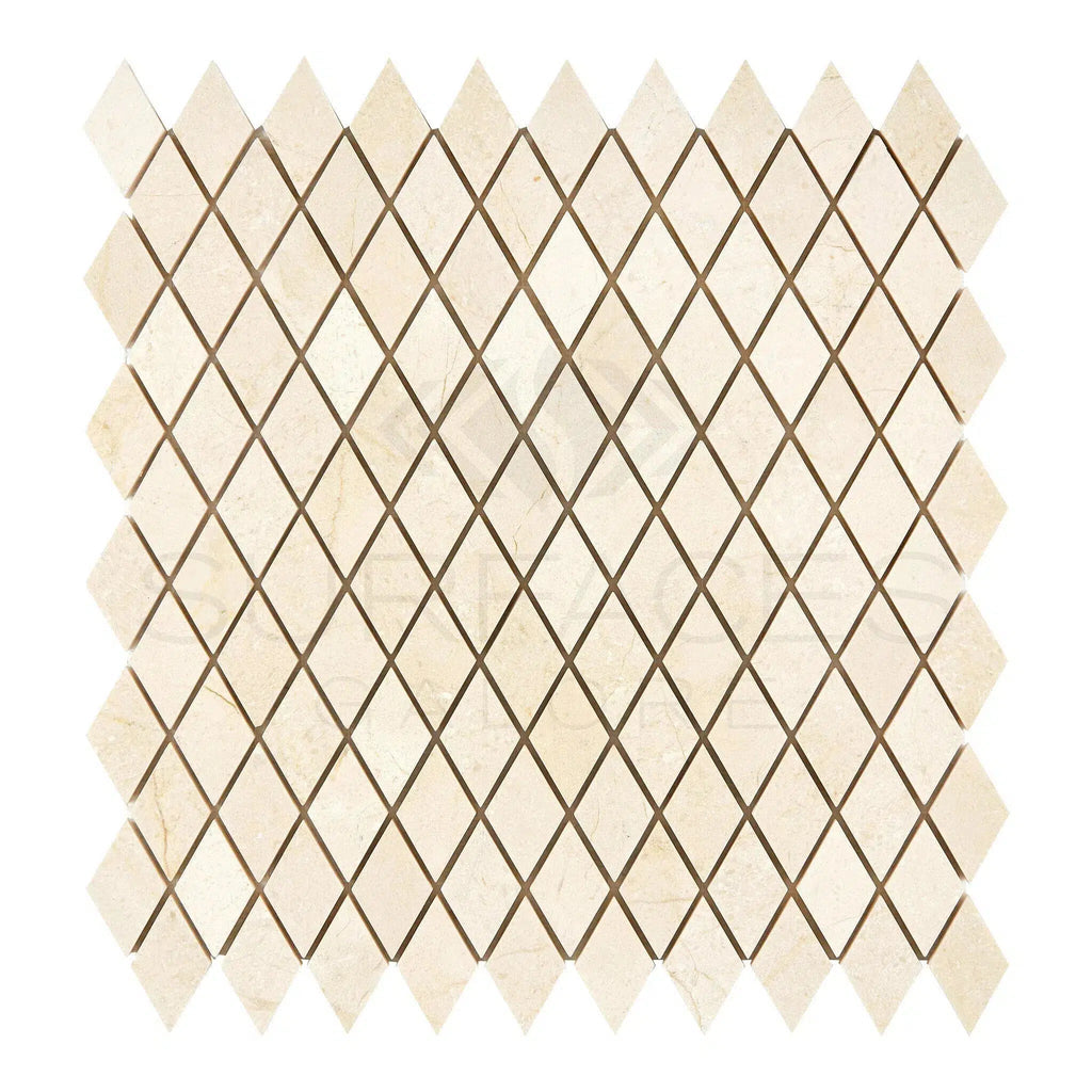 Crema Marfil Marble 1X2 Diamond / Rhomboid Mosaic Polished-Honed