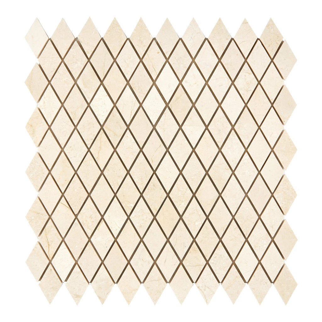 Crema Marfil Marble 1X2 Diamond / Rhomboid Mosaic Polished-Honed