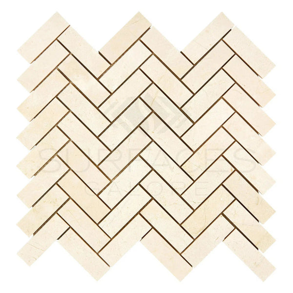 Crema Marfil Marble 1X3 Herringbone Mosaic Polished-Honed