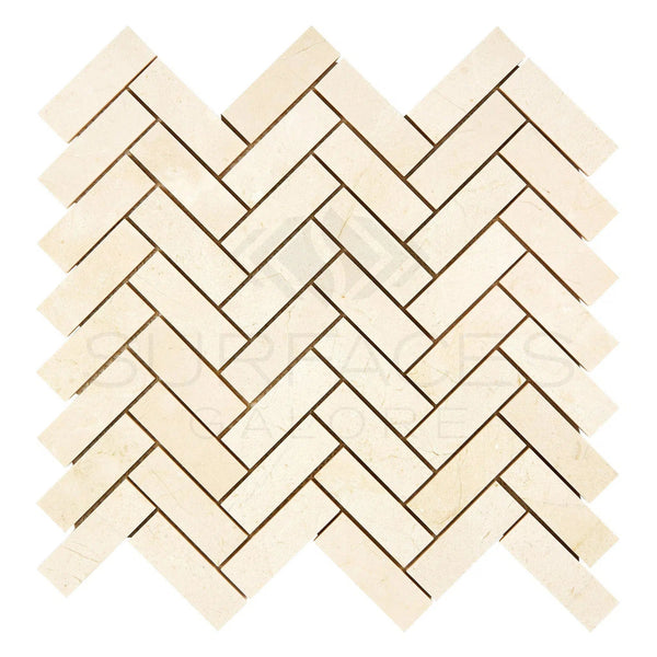 Crema Marfil Marble 1X3 Herringbone Mosaic Polished - Honed - SurfacesGalorePolished