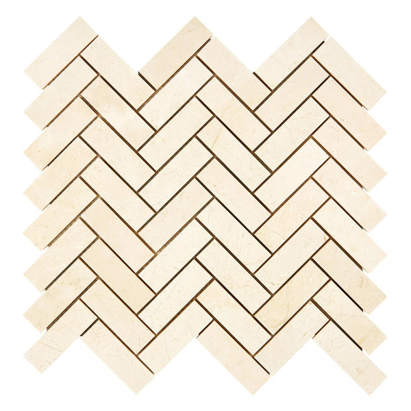 Crema Marfil Marble 1X3 Herringbone Mosaic Polished-Honed