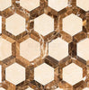 Crema Marfil Marble 2X2 Vortex Hexagon (w/ Emperador Dark) Mosaic Polished - SurfacesGalore