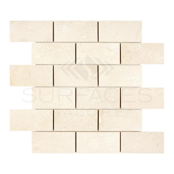 Crema Marfil Marble 2X4 Brick Mosaic Polished - Honed - SurfacesGalorePolished