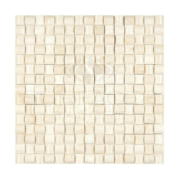 Crema Marfil Marble 3-D Small-Bread Mosaic Polished-Honed