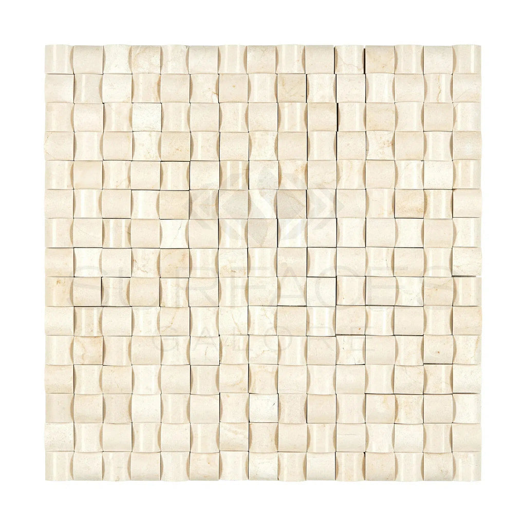 Crema Marfil Marble 3 - D Small - Bread Mosaic Polished - Honed - SurfacesGalorePolished