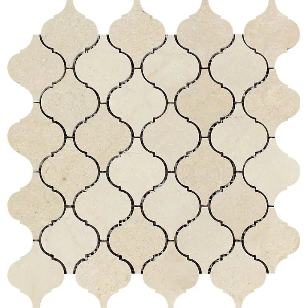 Crema Marfil Marble 3 inch Lantern (Arabesque/Moroccan/Baroque) Mosaic Polished - Honed - SurfacesGalorePolished