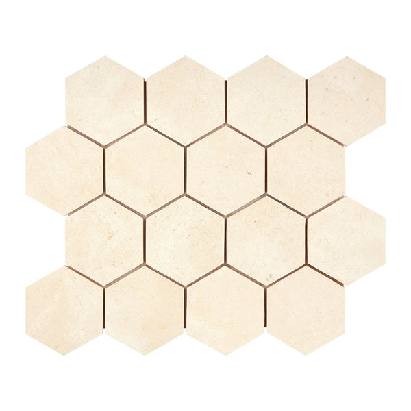 Crema Marfil Marble 3X3 Hexagon Mosaic Polished-Honed