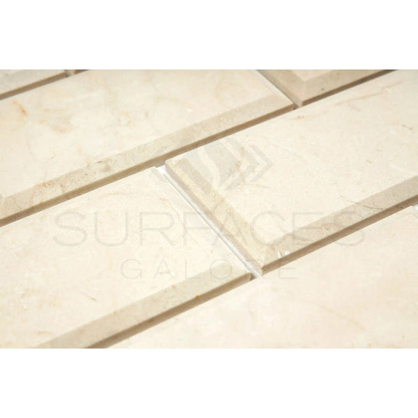 Crema Marfil Marble 3X6 Deep - Beveled Polished - Honed - SurfacesGalorePolished