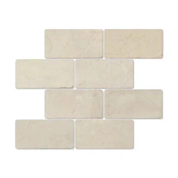 Crema Marfil Marble 3X6 Tumbled - SurfacesGalore