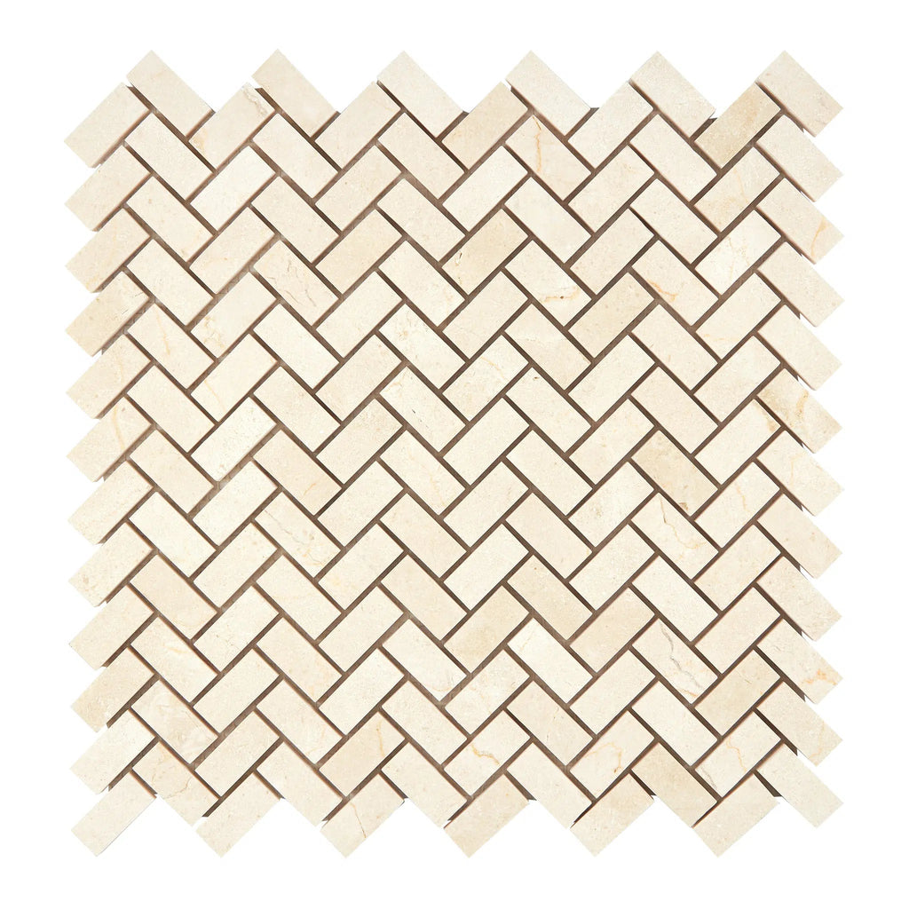 Crema Marfil Marble 5/8X1 1/4 Herringbone (Mini) Mosaic Polished-Honed