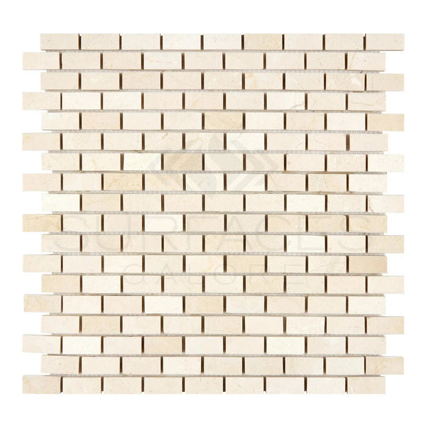 Crema Marfil Marble 5/8X1 1/4 Mini - Brick Mosaic Polished - Honed - SurfacesGalorePolished