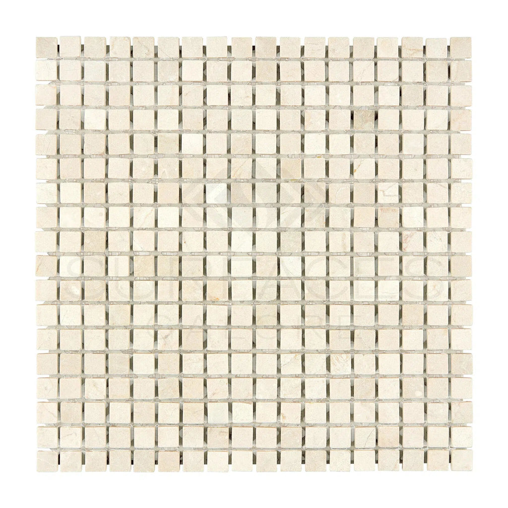 Crema Marfil Marble 5/8X5/8 Mosaic Tumbled - SurfacesGalore