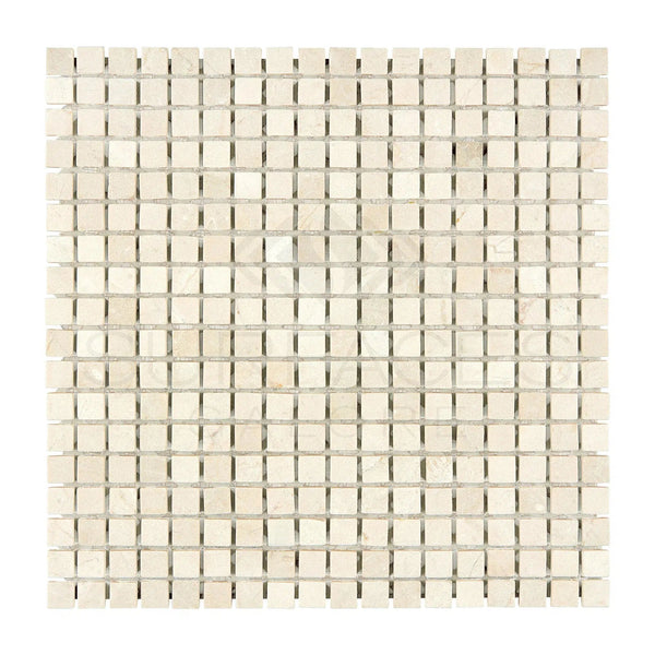 Crema Marfil Marble 5/8X5/8 Mosaic Tumbled - SurfacesGalore