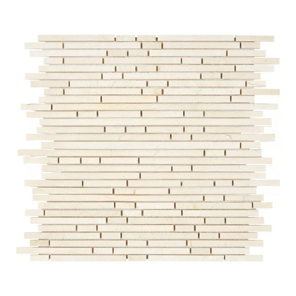 Crema Marfil Marble Bamboo Sticks (Single-Color: Crema Marfil) Mosaic Polished-Honed