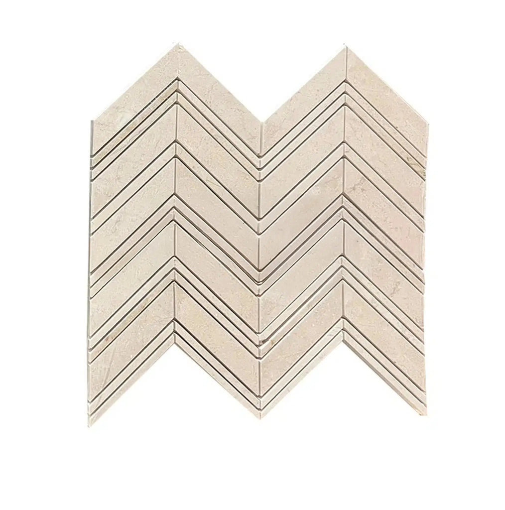 Crema Marfil Marble Chevron (LARGE) (w/ C. Marfil) Mosaic Polished-Honed