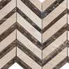 Crema Marfil Marble Chevron (LARGE) (w/ Emp. Dark) Mosaic Polished - Honed - SurfacesGalorePolished