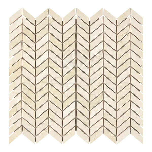 Crema Marfil Marble Chevron (Mini) Mosaic Polished-Honed