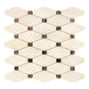 Crema Marfil Marble Octave (Long Octagon) Mosaic w/ Emp. Dark Dots Mosaic Polished-Honed