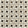 Crema Marfil Marble Pinwheel (Mini) w/ Emp. Dark Dots Mosaic Polished - Honed - SurfacesGalorePolished