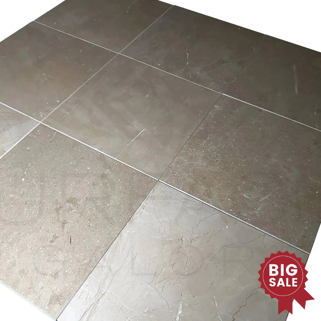 Dark Beige / Cream / Brown Marble 12X12 Polished Tile 310 Sq.Ft. - Discounted, Marble/Travertine Clearance Sale - SurfacesGalore