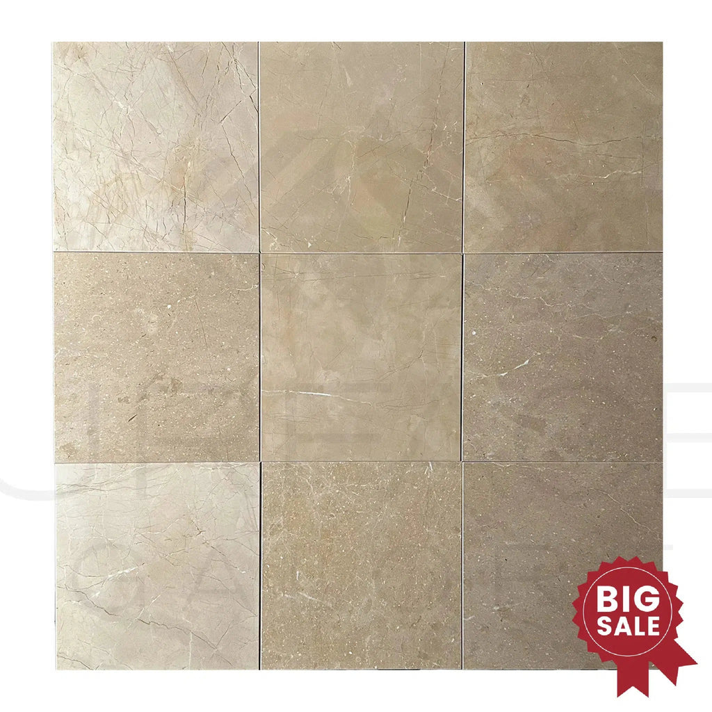 Dark Beige / Cream / Brown Marble 12X12 Polished Tile 310 Sq.Ft. - Discounted, Marble/Travertine Clearance Sale - SurfacesGalore