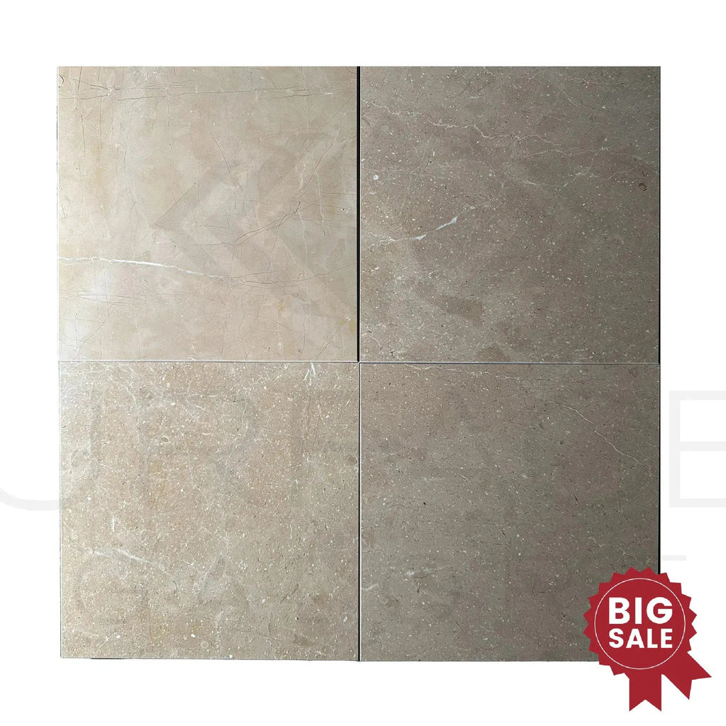 Dark Beige / Cream / Brown Marble 12X12 Polished Tile 310 Sq.Ft. - Discounted, Marble/Travertine Clearance Sale - SurfacesGalore