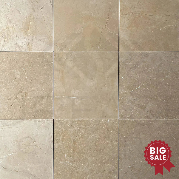 Dark Beige / Cream / Brown Marble 12X12 Polished Tile 310 Sq.Ft. - Discounted, Marble/Travertine Clearance Sale - SurfacesGalore