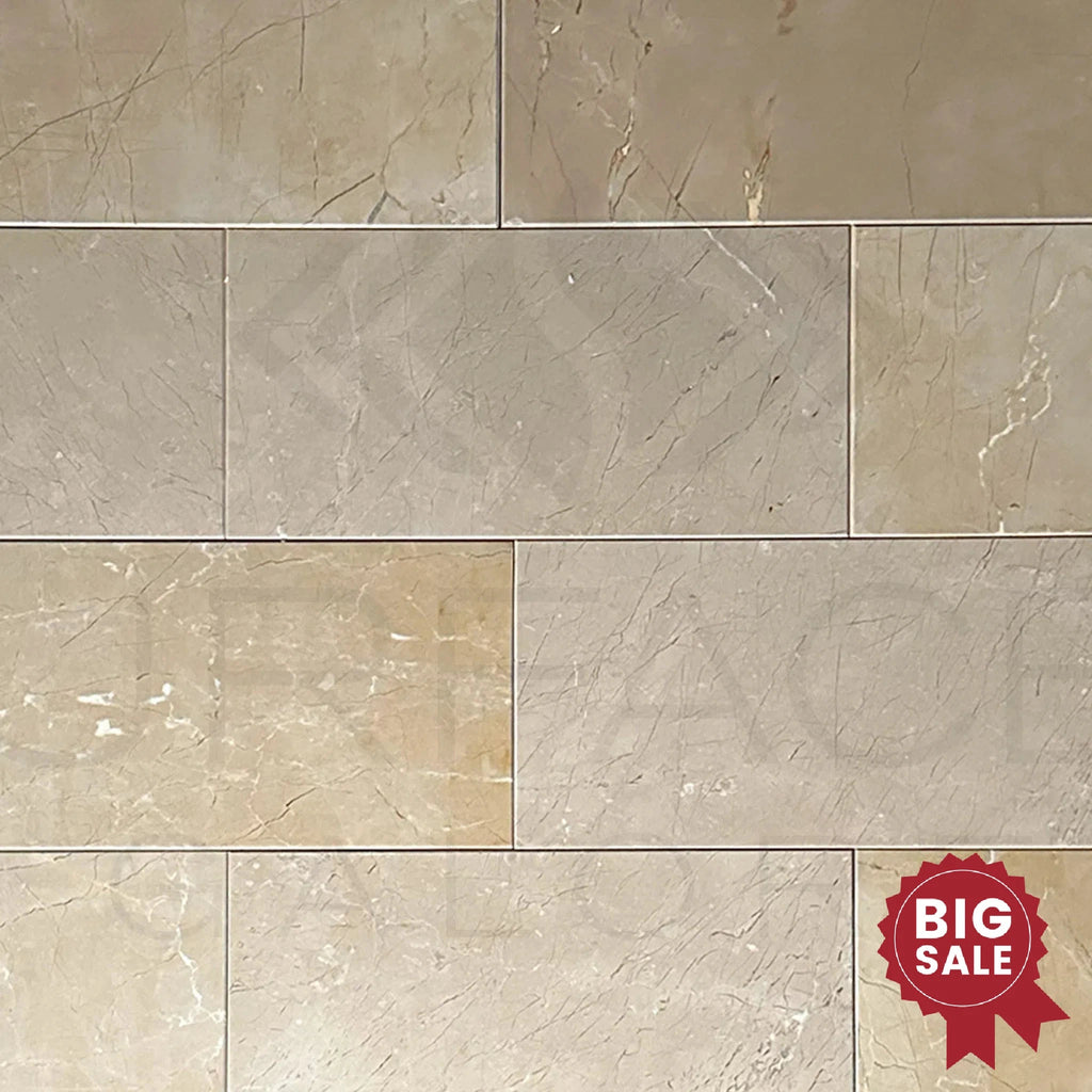 Dark Beige / Cream / Brown Marble 6X12 Polished Tile 320 Sq.Ft. - Discounted, Marble/Travertine Clearance Sale - SurfacesGalore