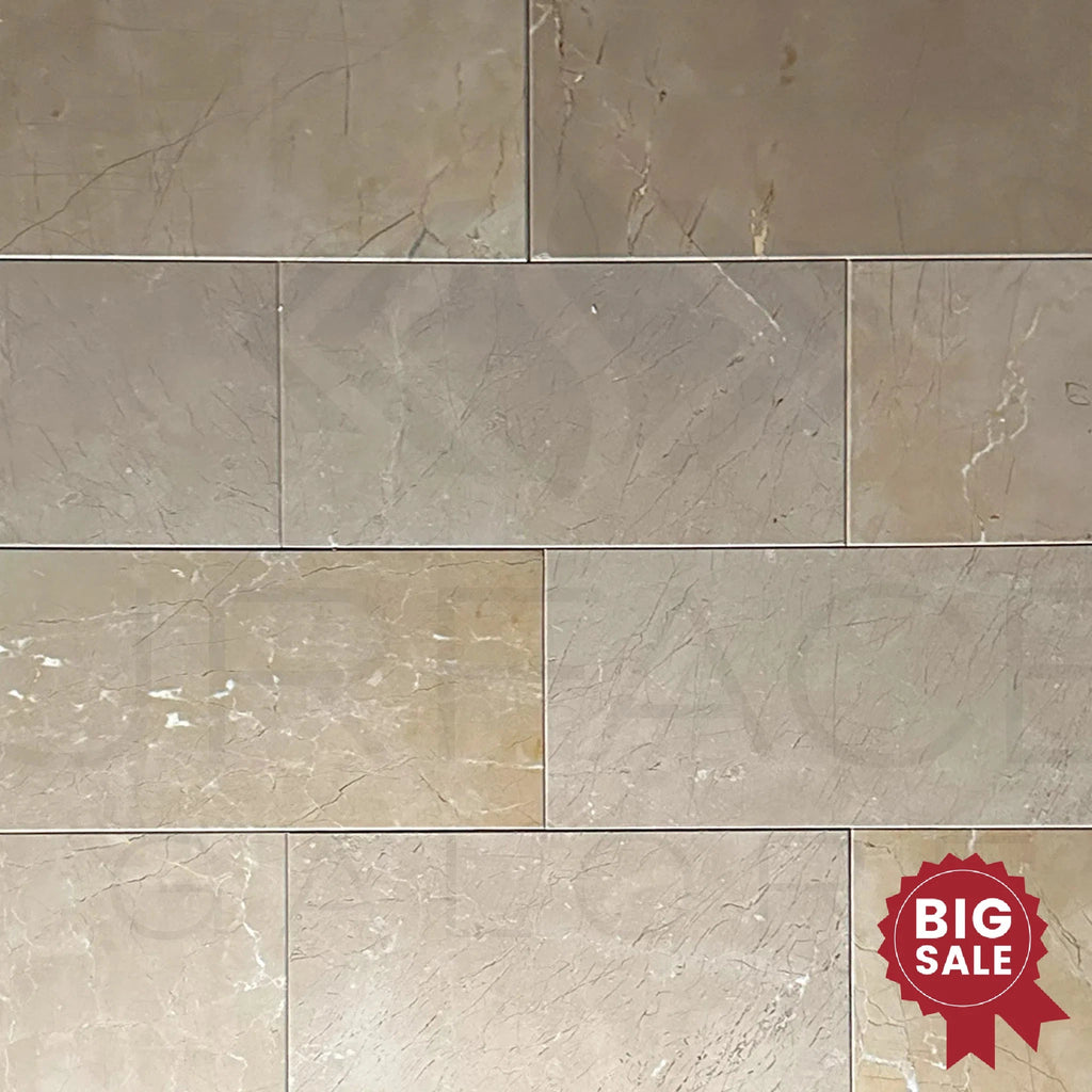 Dark Beige / Cream / Brown Marble 6X12 Polished Tile 320 Sq.Ft. - Discounted, Marble/Travertine Clearance Sale - SurfacesGalore