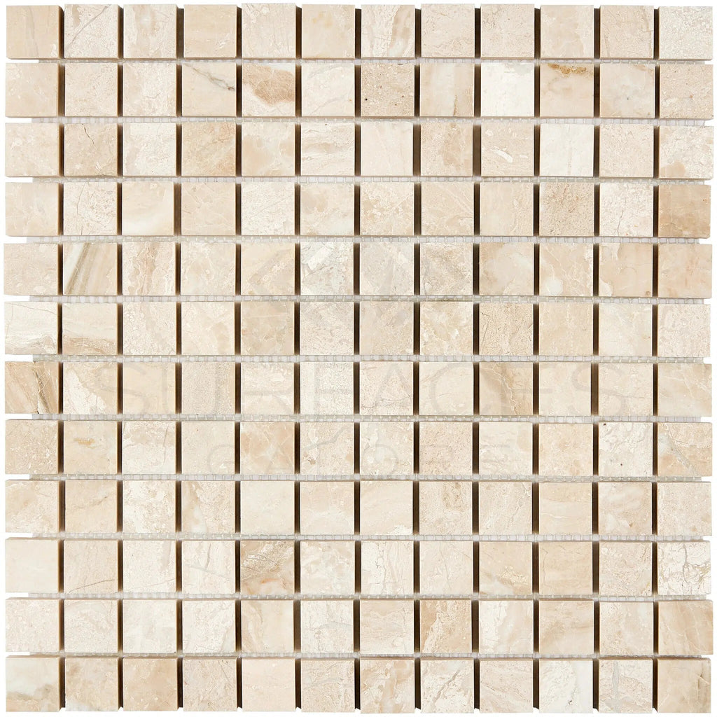 Diano Royal (Queen Beige) Marble 1X1 Mosaic Polished - SurfacesGalore