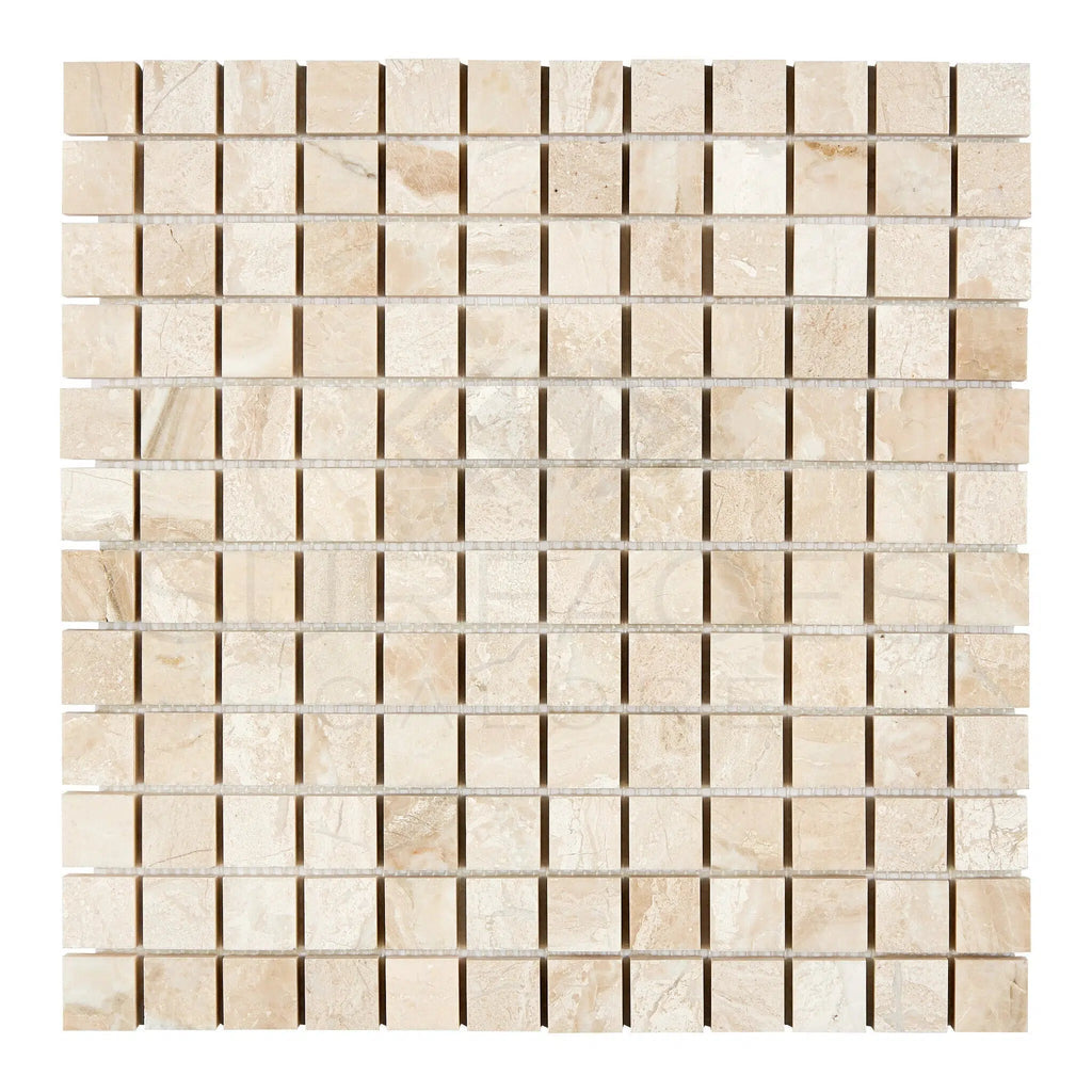 Diano Royal (Queen Beige) Marble 1X1 Mosaic Polished - SurfacesGalore