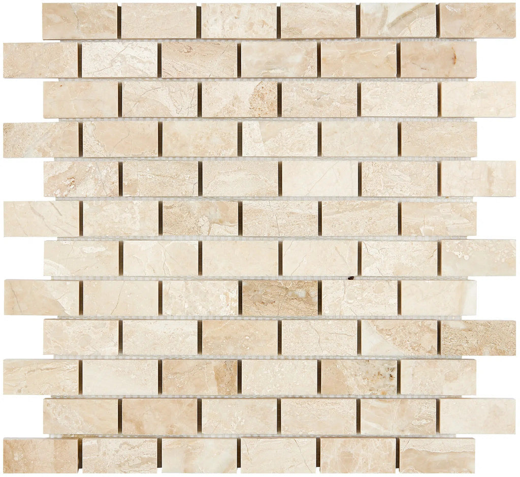 Diano Royal (Queen Beige) Marble 1X2 Brick Mosaic Polished