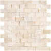 Diano Royal (Queen Beige) Marble 1X2 Brick Mosaic Split - Faced - SurfacesGalore