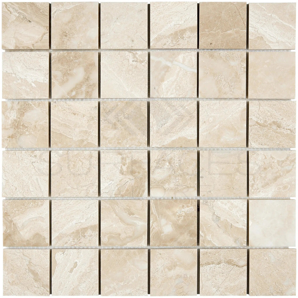 Diano Royal (Queen Beige) Marble 2X2 Mosaic Polished - SurfacesGalore