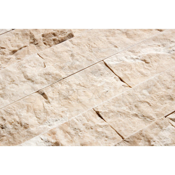 Diano Royal (Queen Beige) Marble 2X6 Brick Mosaic Split - Faced - SurfacesGalore