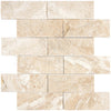 Diano Royal (Queen Beige) Marble 2X6 Brick Mosaic Split - Faced - SurfacesGalore