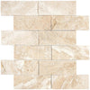 Diano Royal (Queen Beige) Marble 2X6 Brick Mosaic Split-Faced