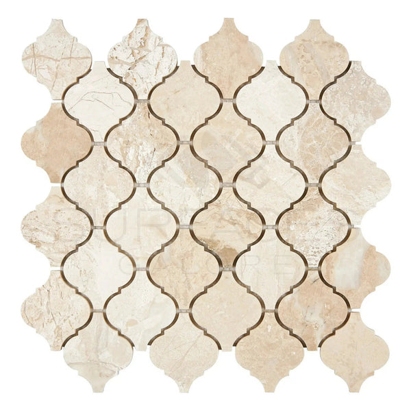 Diano Royal (Queen Beige) Marble 3 inch Lantern Mosaic (Arabesque/Moroccan/Baroque) Mosaic Polished