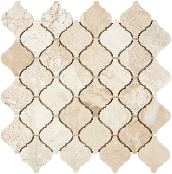 Diano Royal (Queen Beige) Marble 3 inch Lantern Mosaic (Arabesque/Moroccan/Baroque) Mosaic Polished